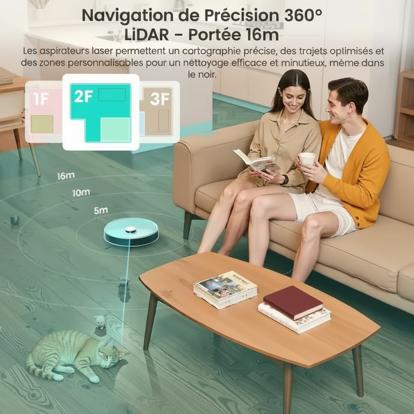 Lefant M3L Robot Aspirateur Laveur Intelligent avec Station Automatique | 12 000 Pa, LiDAR dTOF, Auto-Vidange, Lavage & Séchage Automatique