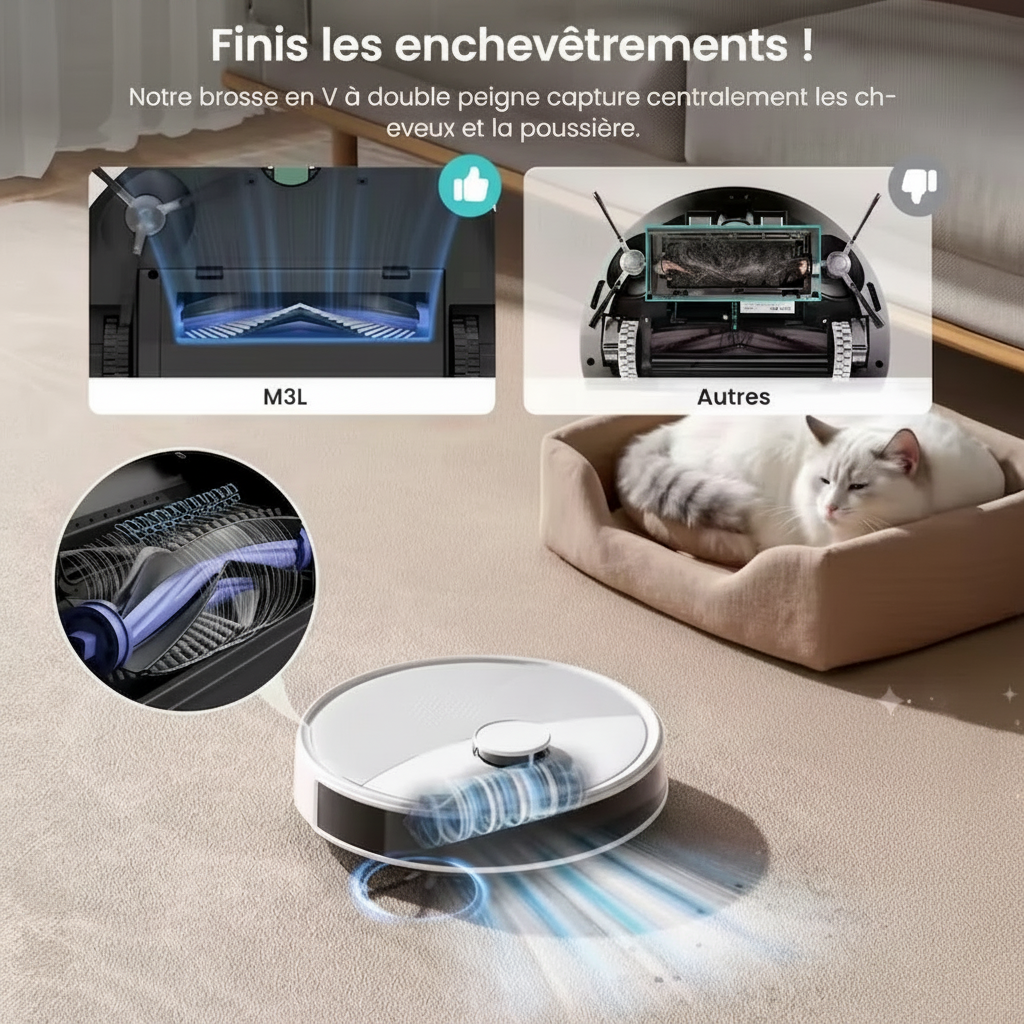 Lefant M3L Robot Aspirateur Laveur Intelligent avec Station Automatique | 12 000 Pa, LiDAR dTOF, Auto-Vidange, Lavage & Séchage Automatique