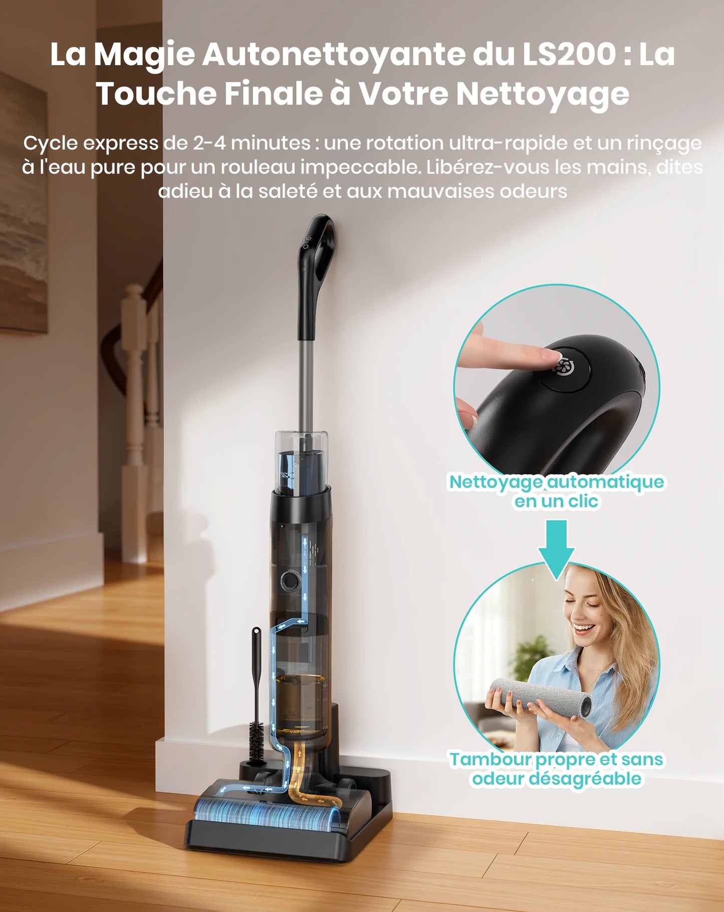 Lefant LS200 – Aspirateur Laveur Sans Fil 3-en-1 Intelligent | 13 000 Pa, Auto-Nettoyage, Nettoyage des Bords