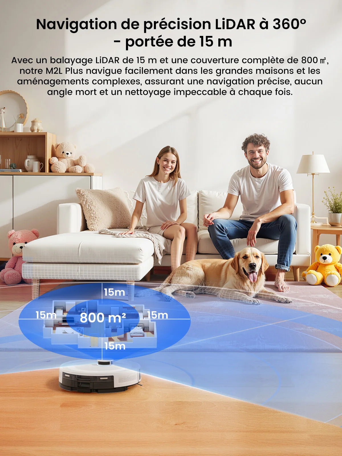 Lefant M2L Plus Robot Aspirateur Laveur avec Station Automatique | 6000 Pa, Navigation LiDAR, Cartographie Multi-Étages, Idéal Poils d’Animaux