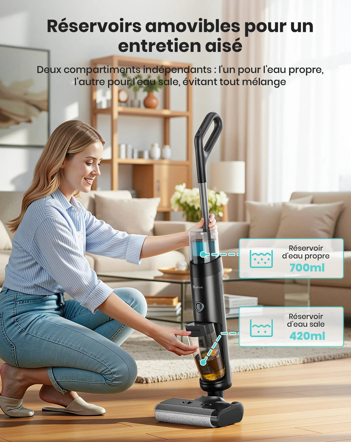 Lefant LS200 – Aspirateur Laveur Sans Fil 3-en-1 Intelligent | 13 000 Pa, Auto-Nettoyage, Nettoyage des Bords