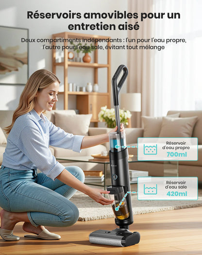 Lefant LS200 – Aspirateur Laveur Sans Fil 3-en-1 Intelligent | 13 000 Pa, Auto-Nettoyage, Nettoyage des Bords