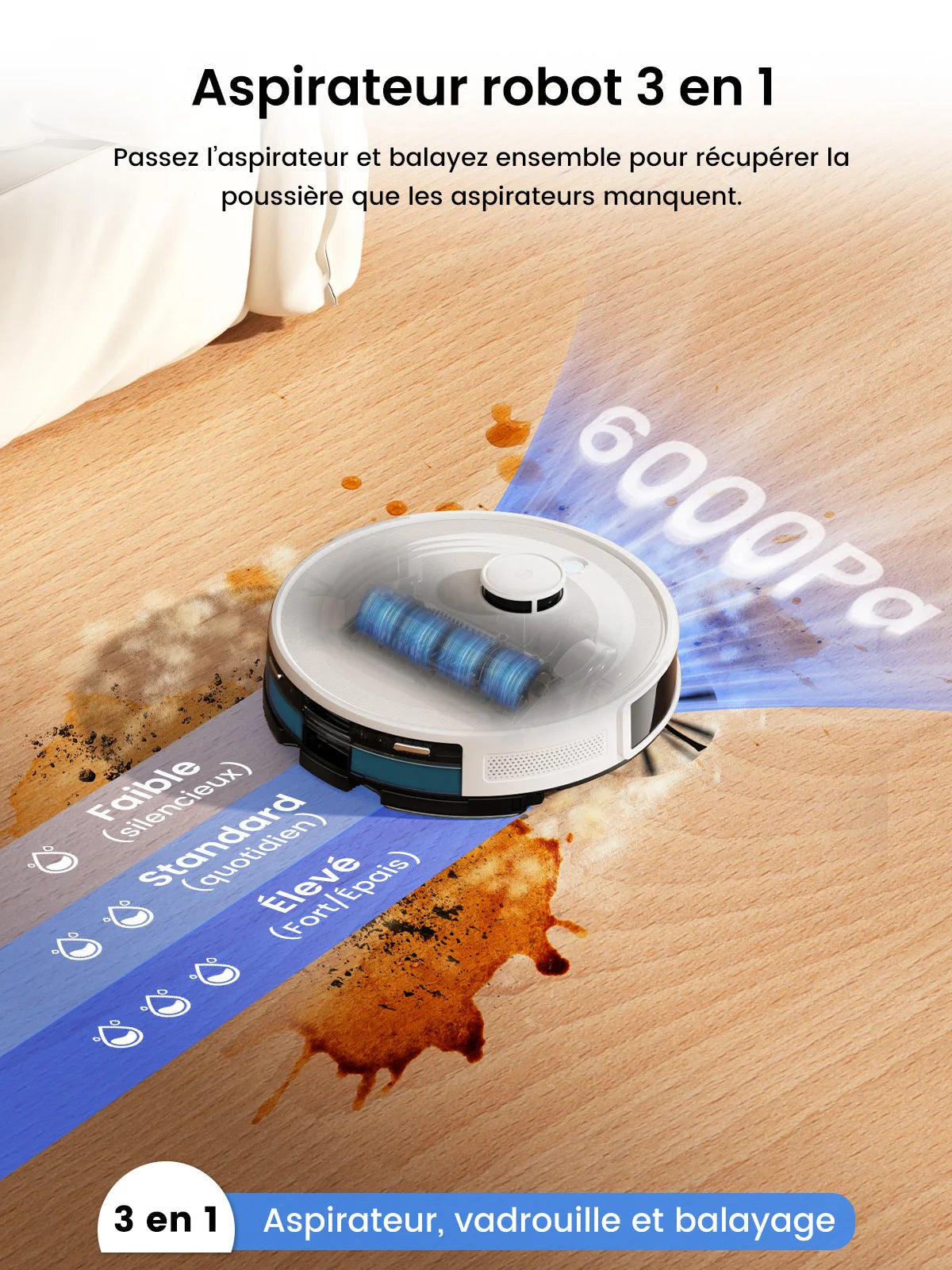 Lefant M2L Plus Robot Aspirateur Laveur avec Station Automatique | 6000 Pa, Navigation LiDAR, Cartographie Multi-Étages, Idéal Poils d’Animaux