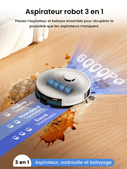 Lefant M2L Plus Robot Aspirateur Laveur avec Station Automatique | 6000 Pa, Navigation LiDAR, Cartographie Multi-Étages, Idéal Poils d’Animaux