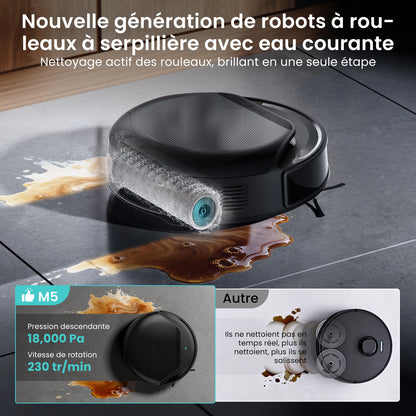 Lefant M5 Robot Aspirateur Laveur Intelligent 18 000 Pa | Brosse Auto-Nettoyante, Station Automatique, Navigation LiDAR dTOF, Sans Effort